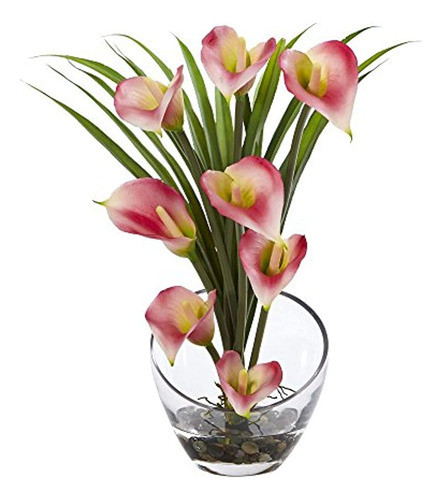 Cala Casi Natural Y Hierba En Florero, 15.5  , Rosa 0