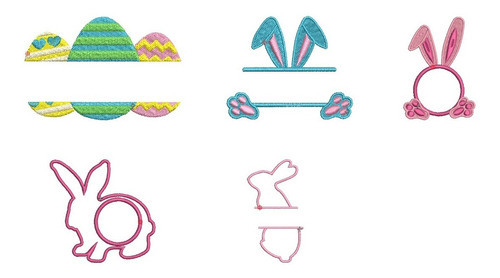 Pack D 5 Matrices Para Maquinas Bordadora Pascua Conejo 10cm 0