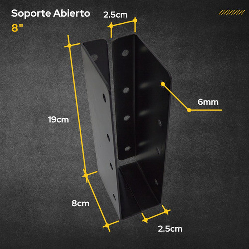 Soporte Abierto Para Viga 2x8 3x8 Alas Internas Madera 1