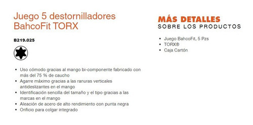 Destornilladores Bahco Torx 5 Unidades 1