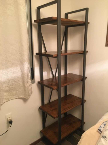 Moderna Repisa En Hierro Y Madera 1