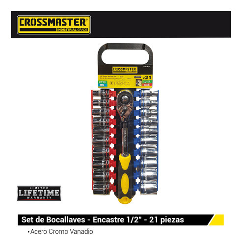 Set Juego Bocallaves Tubo 1/2  Crossman 21 Pzs Cr Vanadio Bm 1
