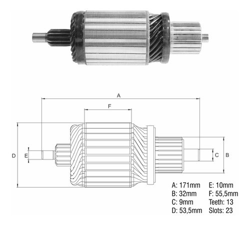 Inducido 24v Mitsubishi/caterpillar 320d (171x53,5x13x32,5) 0