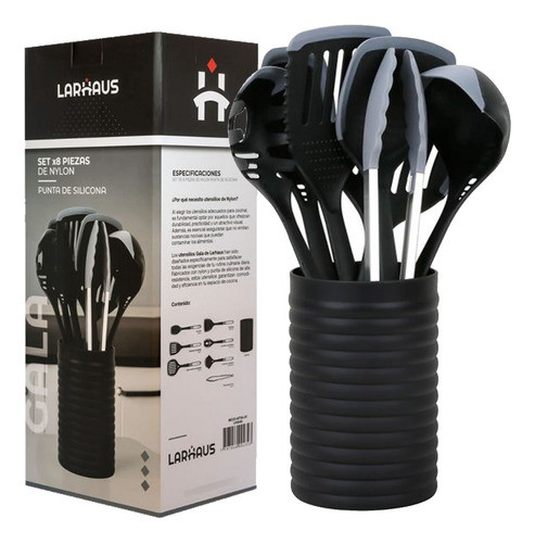 Set Utensilios De Cocina Larhaus Gala 8 Pzs Nylon Y Silicona 1