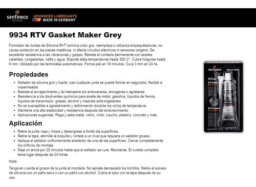 Formador Juntas De Silicona Rtv Gris Senfineco 9934 Nolin 1