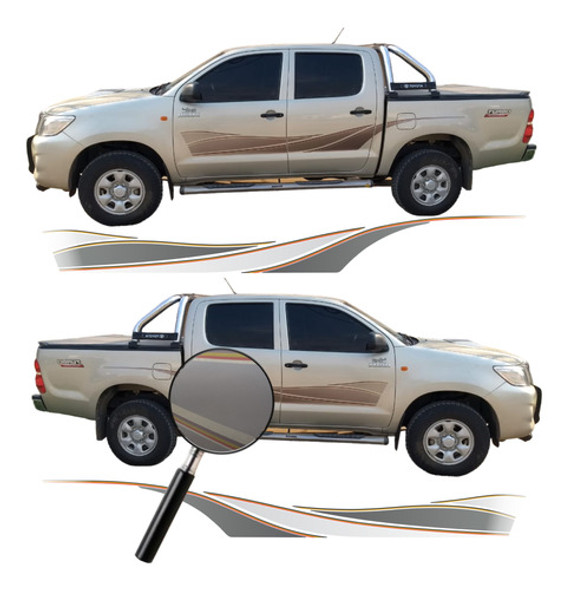Franjas Grafica Laterales Toyota Hilux 2009 Calcomania Promo 0