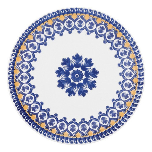 Plato Llano Cerámica Oxford Brasil 26 Cm De Diámetro Mandala 0