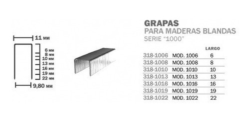Grapas 11 X 22 Para Maderas Blandas Caja Por 5000 1