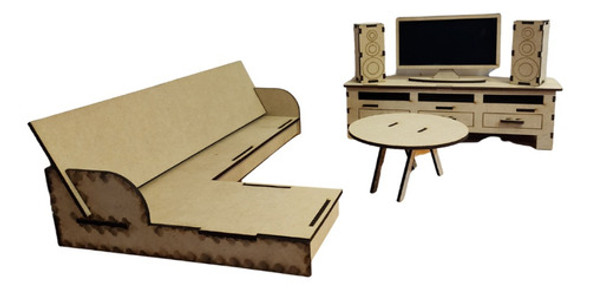 Muebles De Muñecas Grandes En Mdf De 3mm - Set Living 0