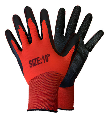 Pack X 12 Guante De Trabajo Talle 10 Rojo 1