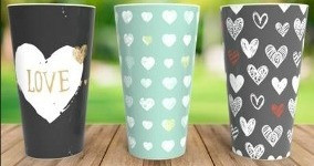 Vaso De Plástico Largo 20oz Corazones Love X6u Calidad Zott 0