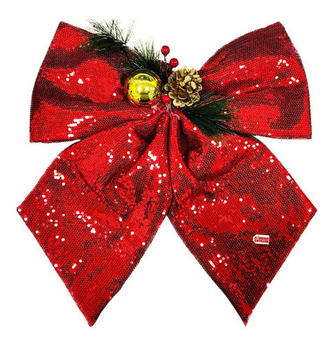 Moño Premium 36x40cm Lentejuela Navidad Colgante Árbol- Cc 0