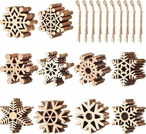 Copos De Nieve De Madera P/arbol Navidad X100u.-7.8cmat. 1