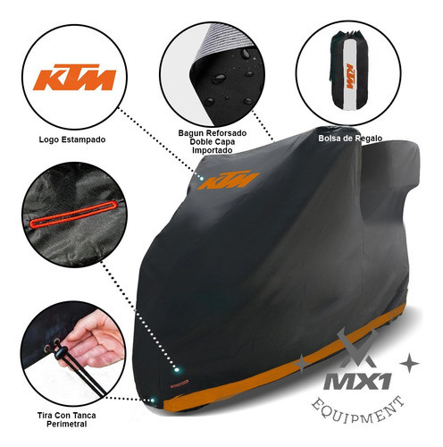 Funda Cubre Moto Ktm Duke 200 250 390 Con Baul Impermeable ! 1