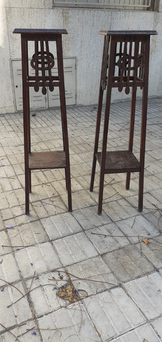 Par De Columnas Pedestales De Roble #3671 1