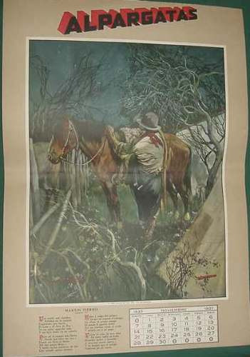 Hoja Almanaque Alpargatas Zavattaro Martin Fierro Novie 1937 0