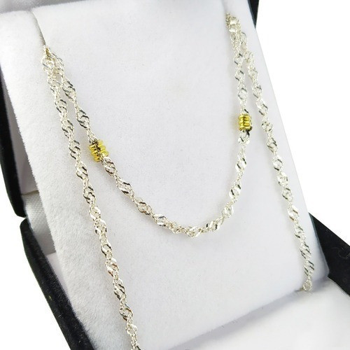 Cadena Singapur Plata 925 Con Apliques En Oro 18k 60cm Gti 0