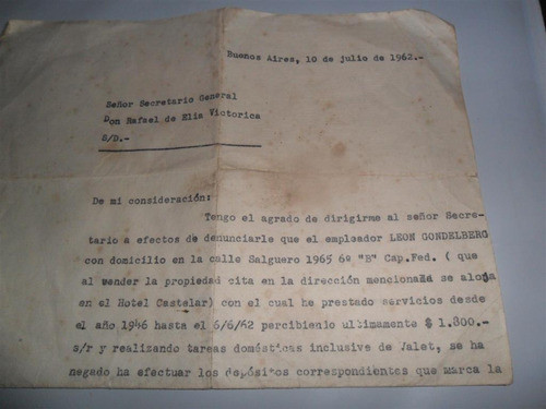 Antigua Papeleria 1962 Rafael Elia Victorica Secretario 0