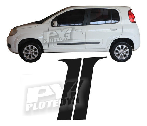 Calcos Parantes Fiat Uno Novo Juego Completo Negro Mate Liso 0