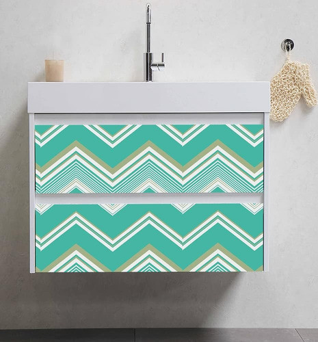 Papel Adhesivo Tapiz Pared Rayado Zig Zag Verde 1