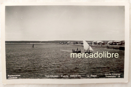 Puerto Madryn Chubut La Playa Antigua Foto Postal B/n 1