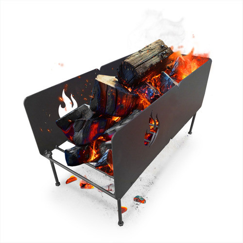 Brasero Leñero Parrilla Fogonero Leña Carbón Acero Y Hierro 0