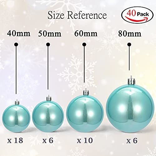 40 Bolas Para Arbol De Navidad Ams 4 Tamaños - Celeste Perla 1