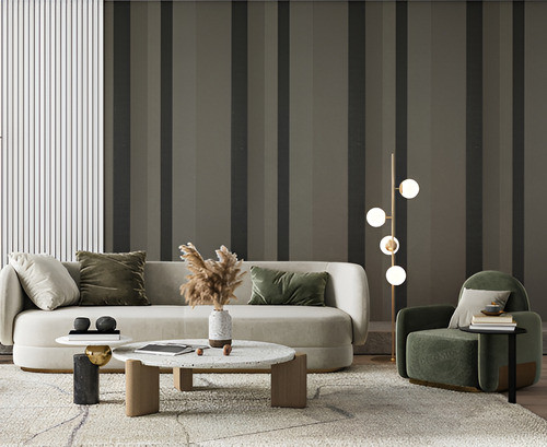 Papel Vinílico Rayas Beige/visón Negro Wallcovering 7298/3 0