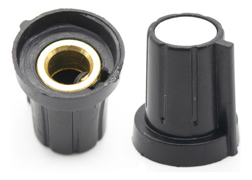 4 Perillas Potenciometro Blancas 17mm X 19mm Buje Bronce 0