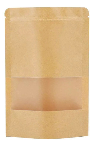 Bolsa Doypack Original Kraft Marron Con Ventana 11x16 X10u 0