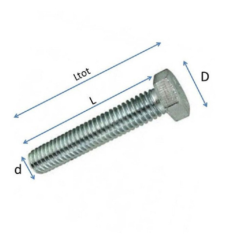 Bulon Hexagonal 1/2 X 1-1/2 Zincado Whitworth - 100 Unidades 1