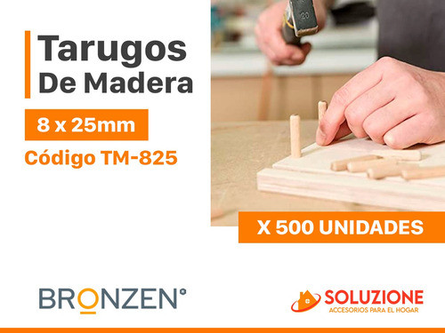 Tarugos De Madera 8 Mm X 25 Mm Pack X 500 Unidades Premium 1