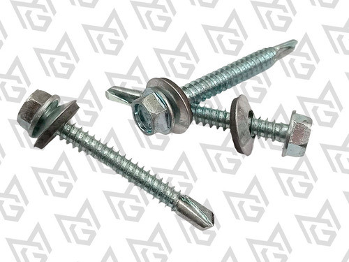 Tornillo Techo 14x2 1/2 X100u Mecha Arandela Chapa Goma 1