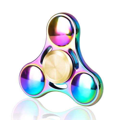 Mano Spinner Latón Arco Iris Tri Fidget Bola De Cerámica Lis 0