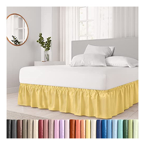 Falda De Cama Completa Amarilla Con Volantes - Volantes De C 0