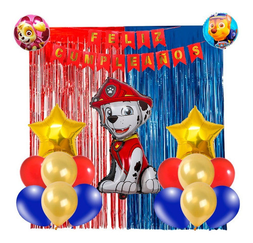 Combo Kit Deco Fiesta Cumpleaños Globos Paw Patrol 0
