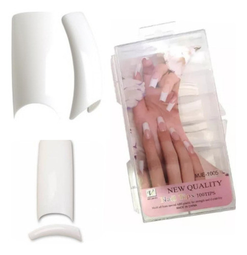 Tip Blanco Largos Con Sonrisa Y Escalon X100 Uñas Esculpida 0