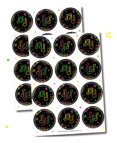 10 Planchas Stickers Autoadhesivos X 12u  Fluor Candy Bar 0