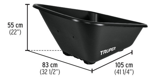 Carretilla Plástica Doble Llanta Neumática 580kg 175lts Trup 1