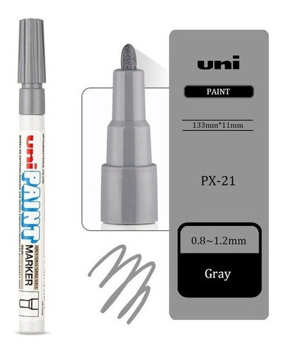 Marcador Pintura Al Aceite Uni Paint Px21 Px-21 Gris Pack X8 0