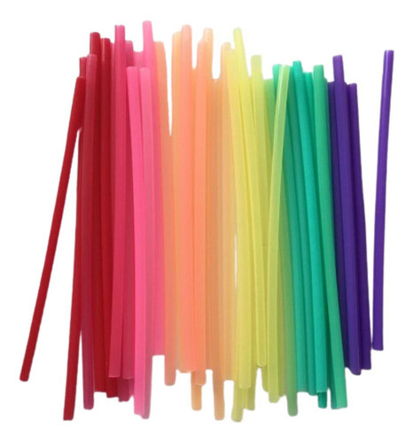 Pajitas Sorbetes De Plástico Reutilizables X 100 0