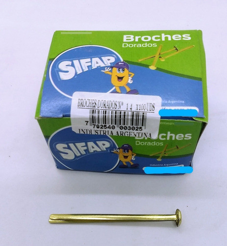 Broches Dorados Sifap N°14 En Caja X100 Unidades -6cm 1