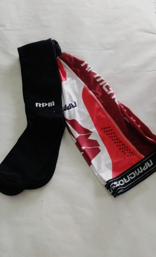 Media Con Calza Rpm Cross Rojo/blanco  -bmmotop 1