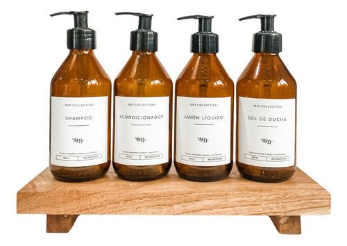 Set Dispenser Vidrio Shampoo-acondicio-jabon Liq-gel+tablita 0