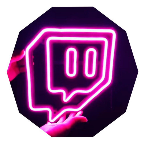 Cartel Logo Twitch En Neón Led / Deco  / Figuras / Hogar 0