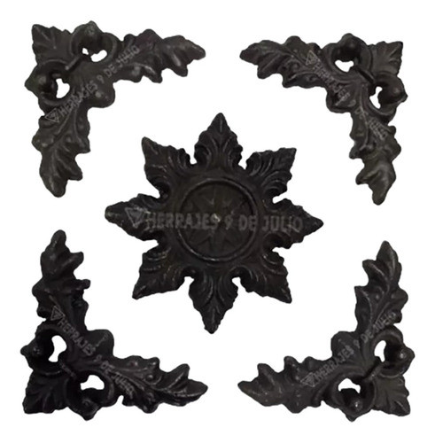 Aplique Adorno Reja Flor + Esquineros Fundicion De Hierro 0