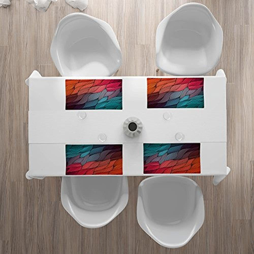 Lunarable Colourful Place Mats Set De 4 Hand Drawn Waves Tex 1
