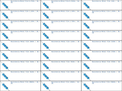 Resistencia Metal Film 1kohm 3w 1k Resistor Potencia-p 1