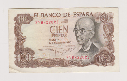 Billete España 100 Pesetas Año 1970 Muy Bueno 0