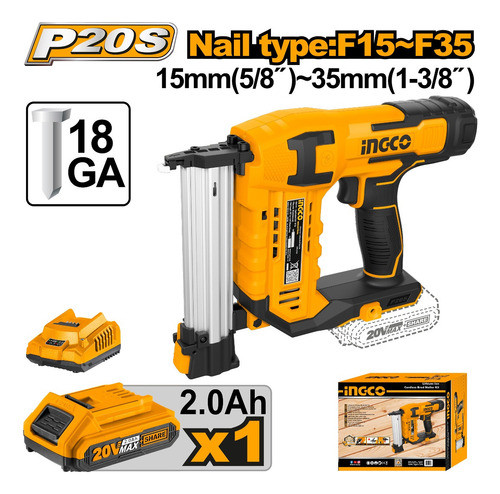 Clavadora A Bateria 20v P20s 15mm A 35mm Ingco Cbnli3508 1